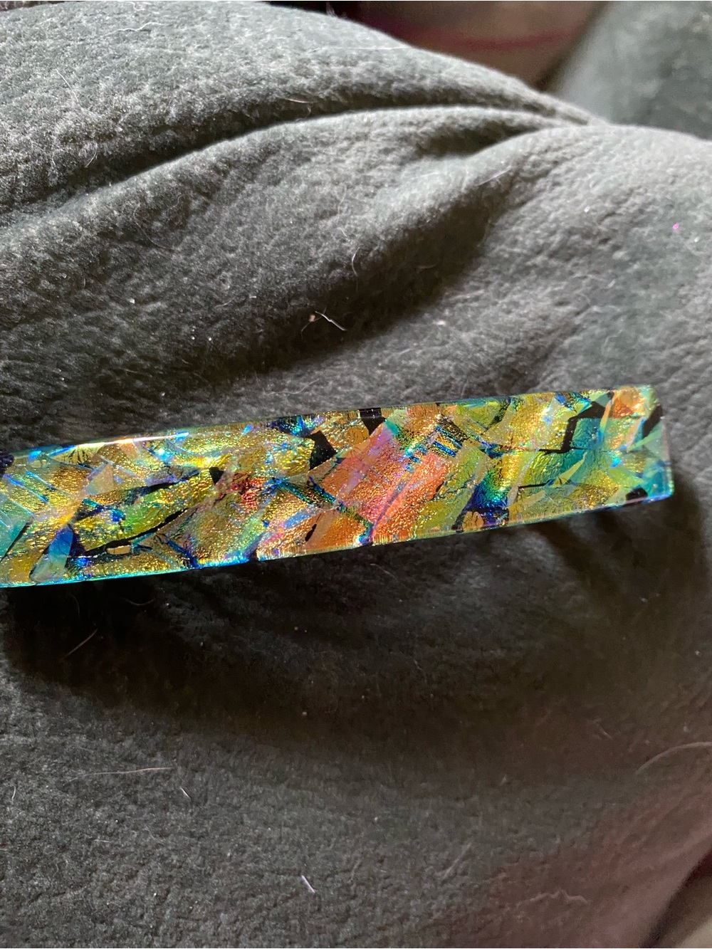 Dichroic Glass Hair Barrette - Iridescent Multicolor